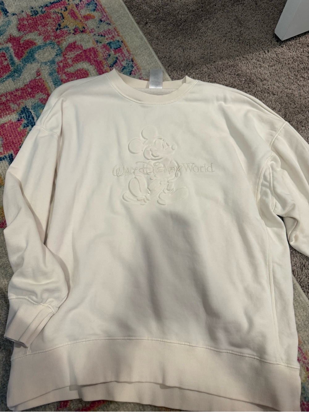 Disney Cream Embossed Mickey Crewneck Sweatshirt